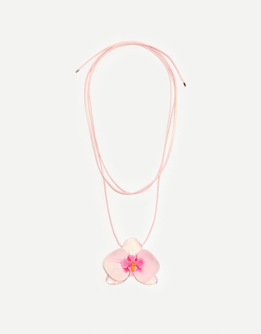 Collier pendentif à fleur-Rose-2