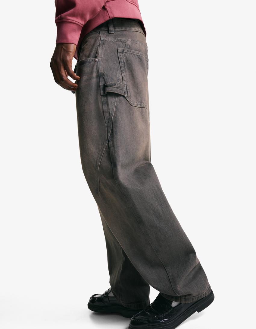 Baggy Balloon Jeans-Braun