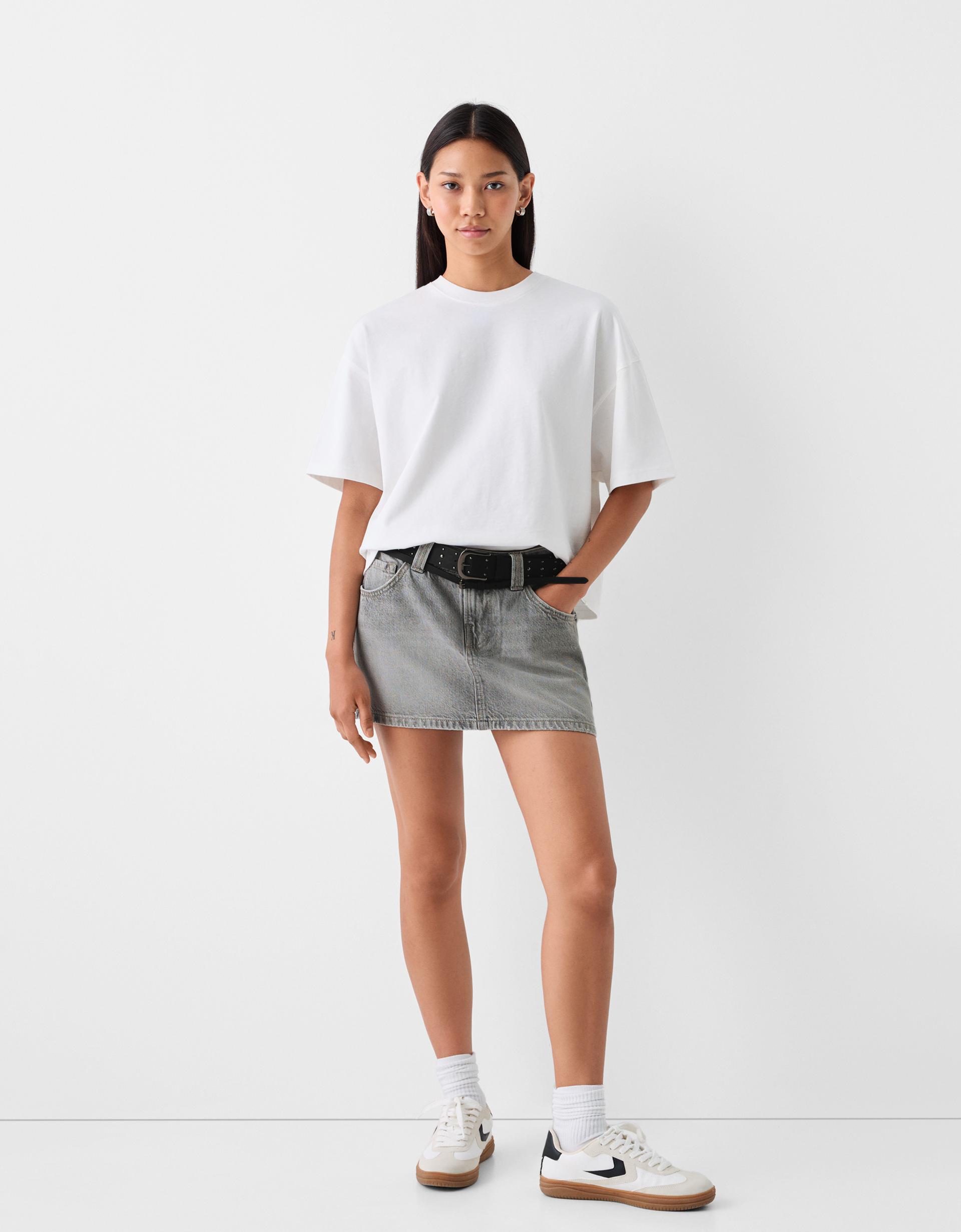 Denim mini skirt with belt - Skirts and Shorts - BSK Teen | Bershka
