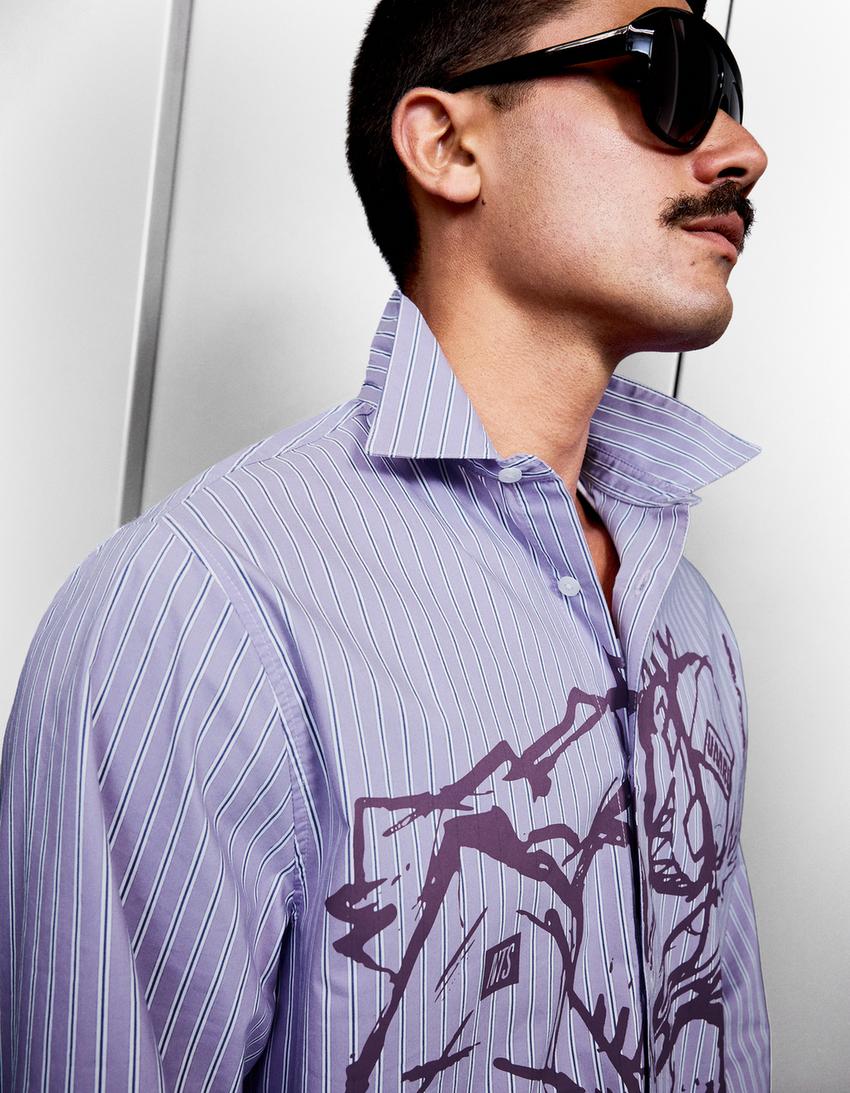 UMRU long sleeve boxy fit shirt-Violet