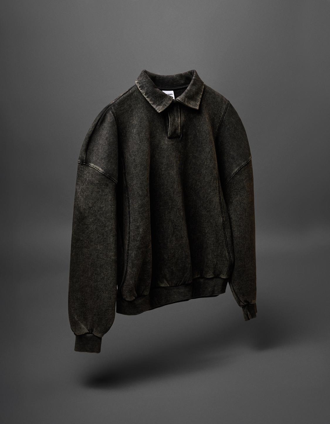 Oversize polo collar sweatshirt