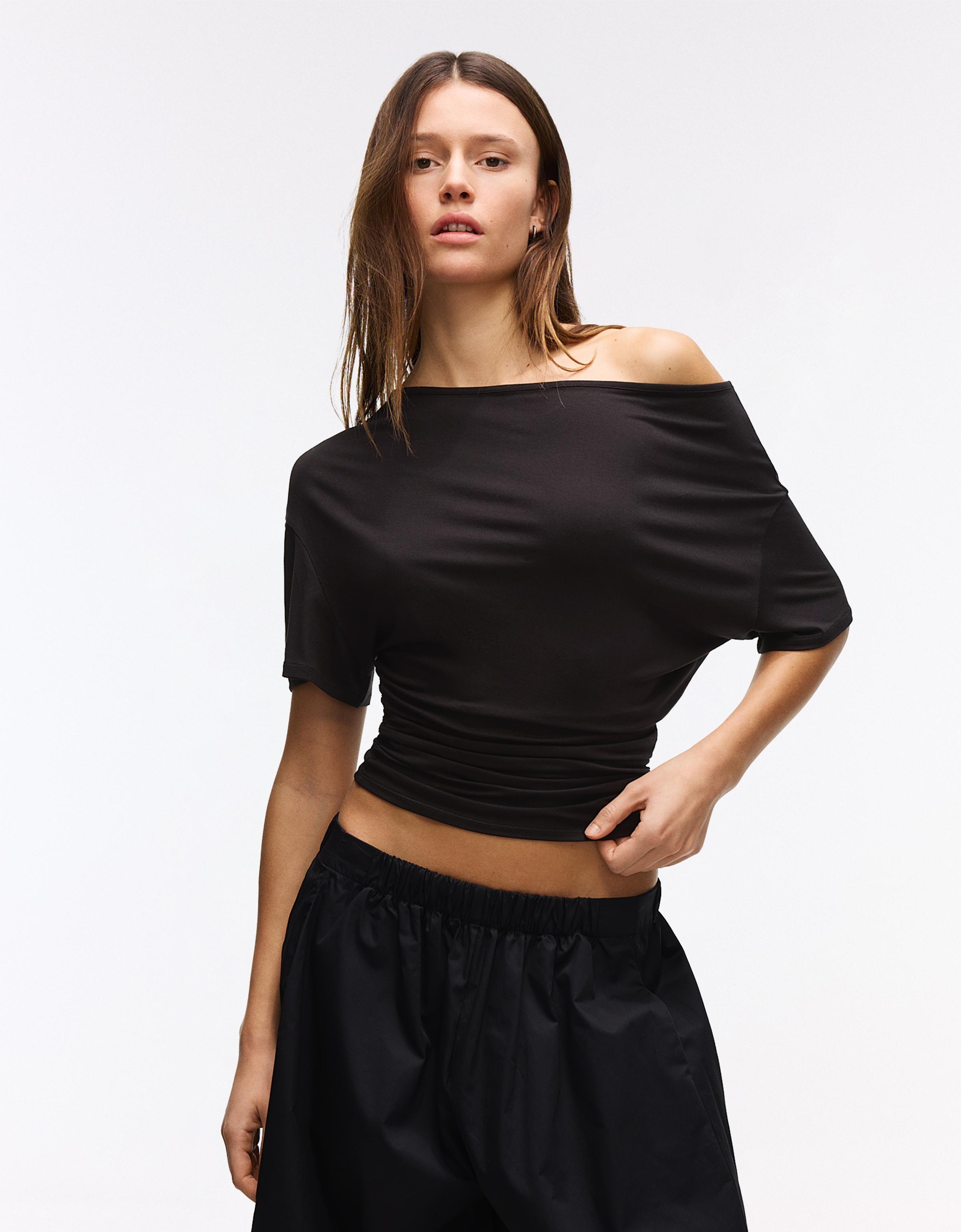 Asimetrik kısa kollu tişört - Görsel 173