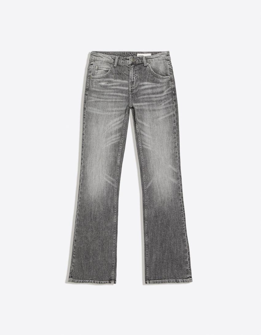 Düşük bel slim fit bootcut jean-Gri