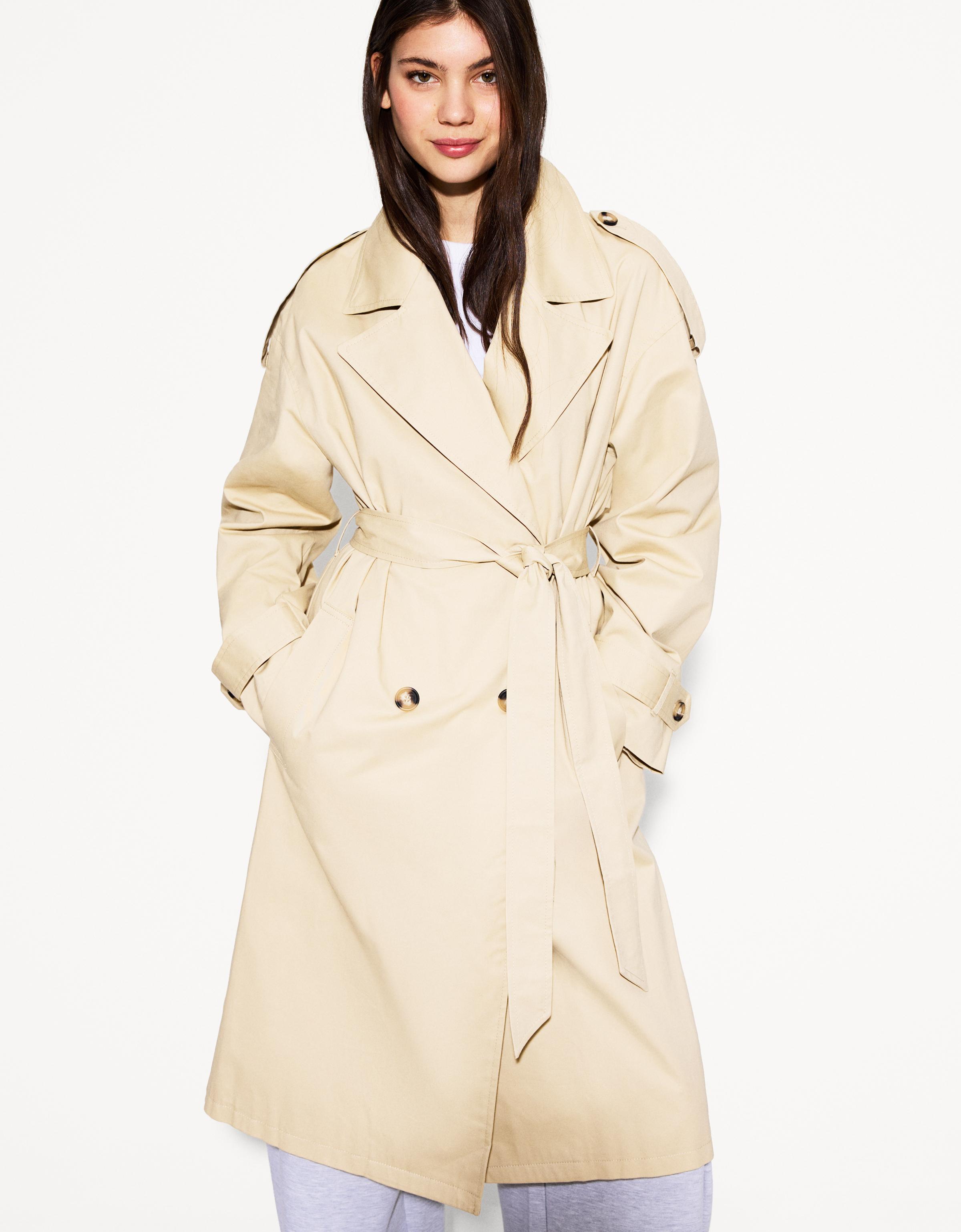 Bershka Trenchcoat Damen L Camel