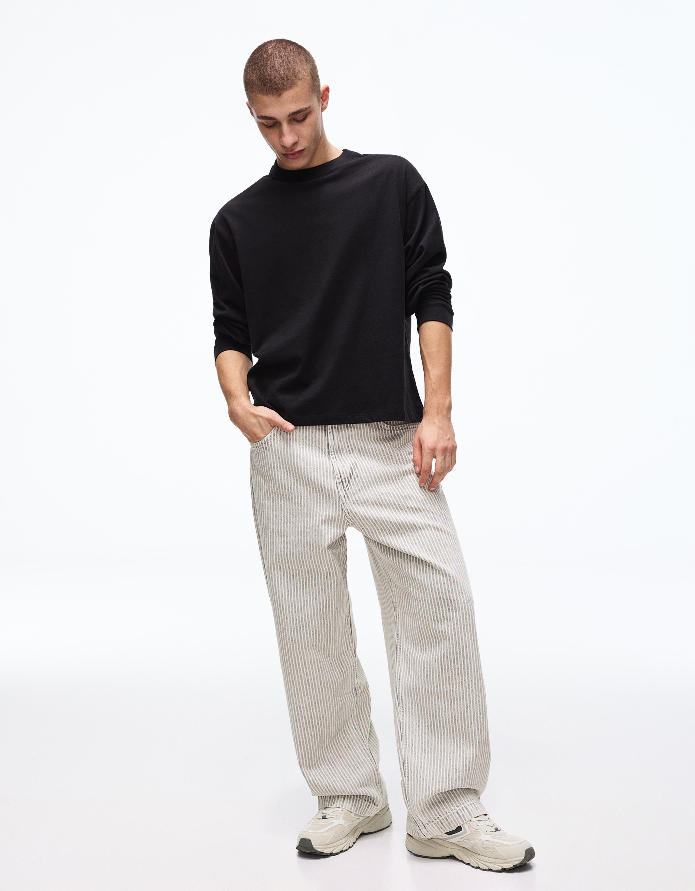 Bershka Barrel Jeans Herren 40 Grau