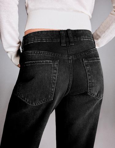 High-waist straight wide-leg jeans — Black 3