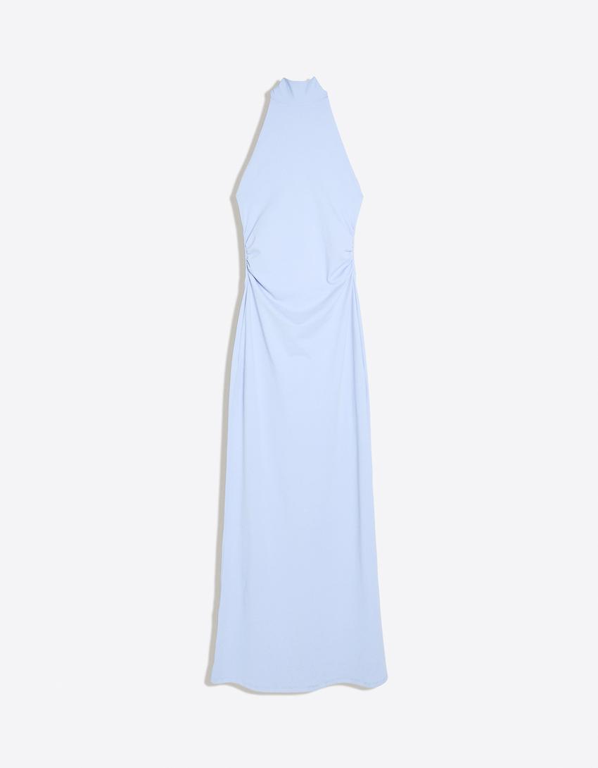 Vestito halter midi-Azzurro Chiaro