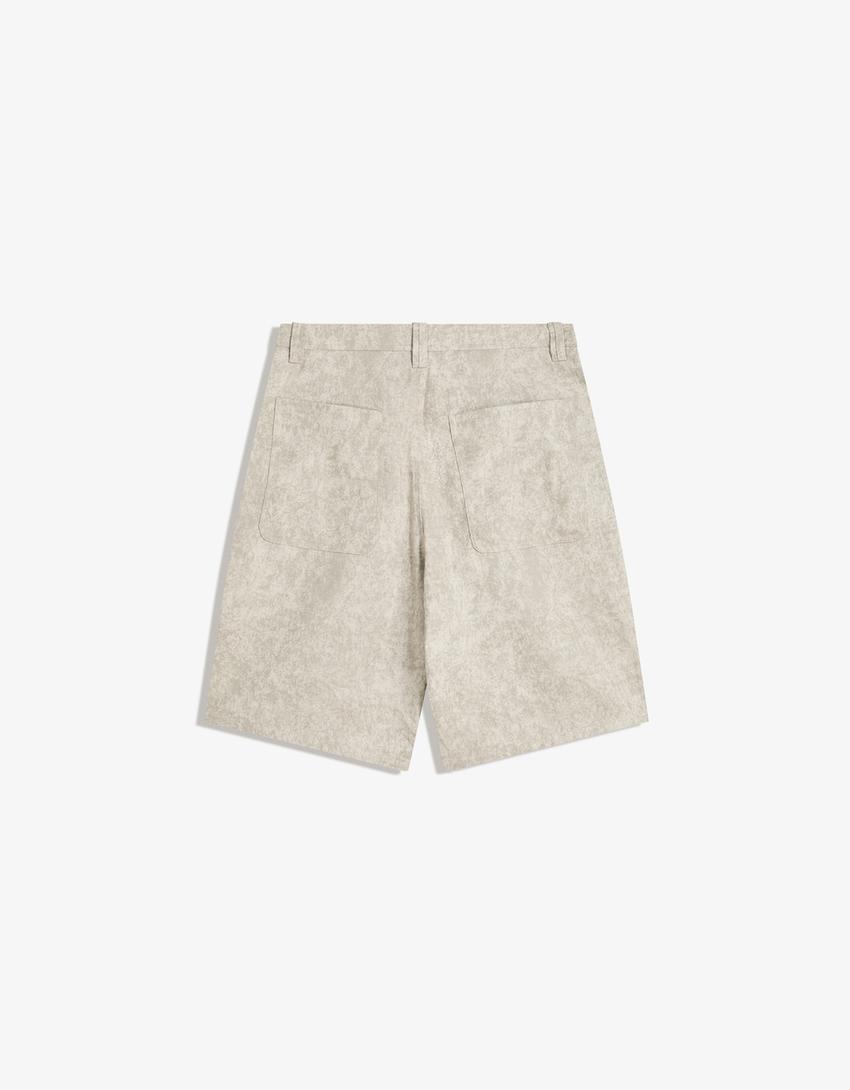Bermuda met print-Grijs