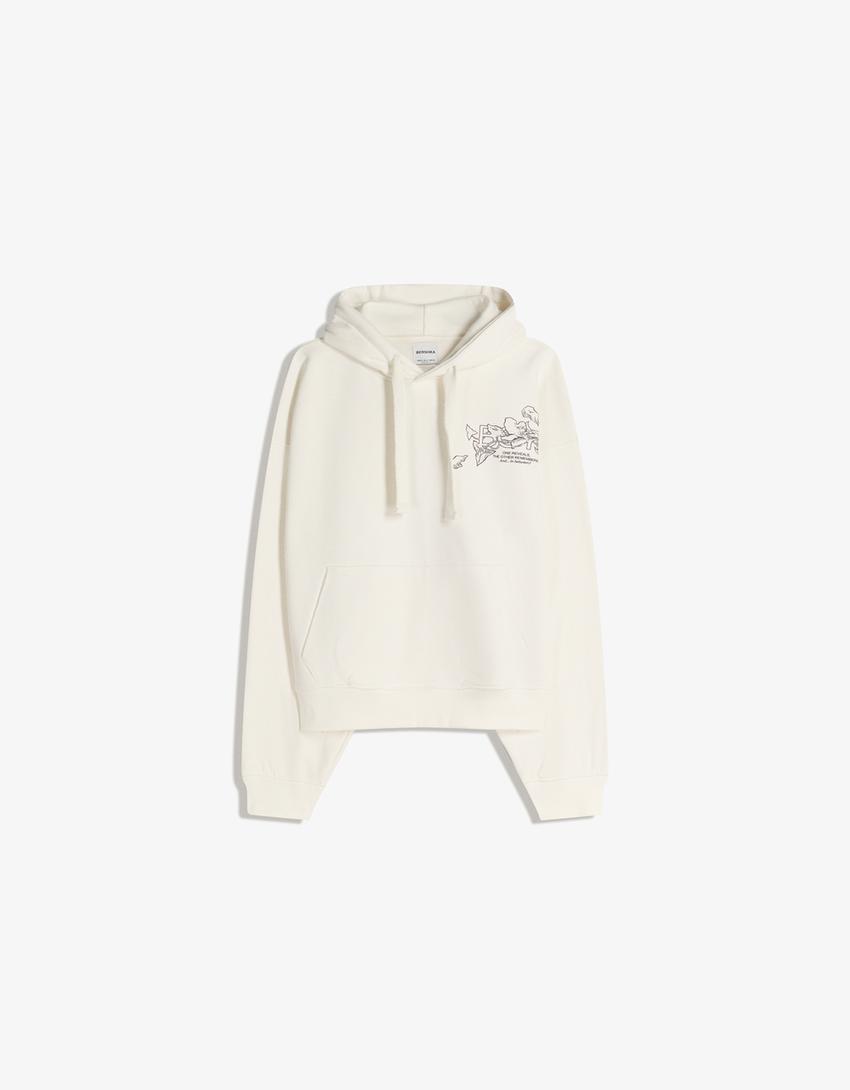 Dessuadora caputxa estampat-Blanc trencat