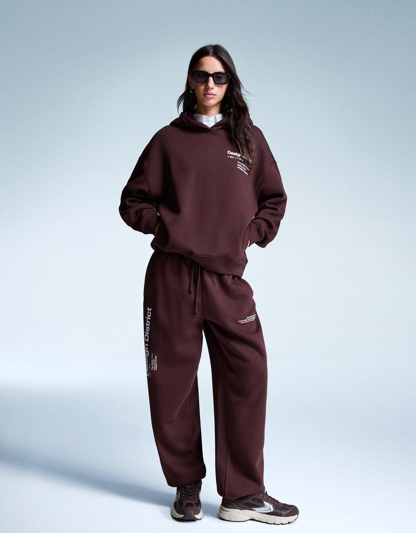 Hoodie met print-Bordeaux-1