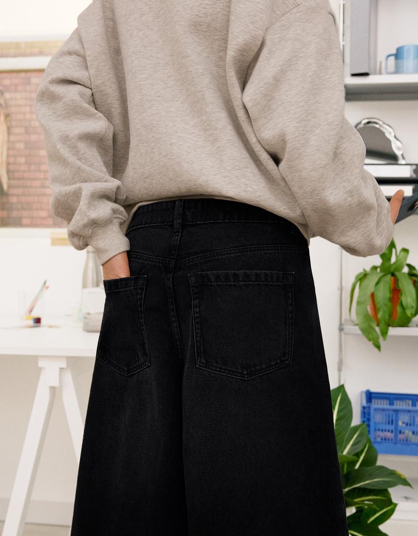 Denimbermudas baggy-Svart