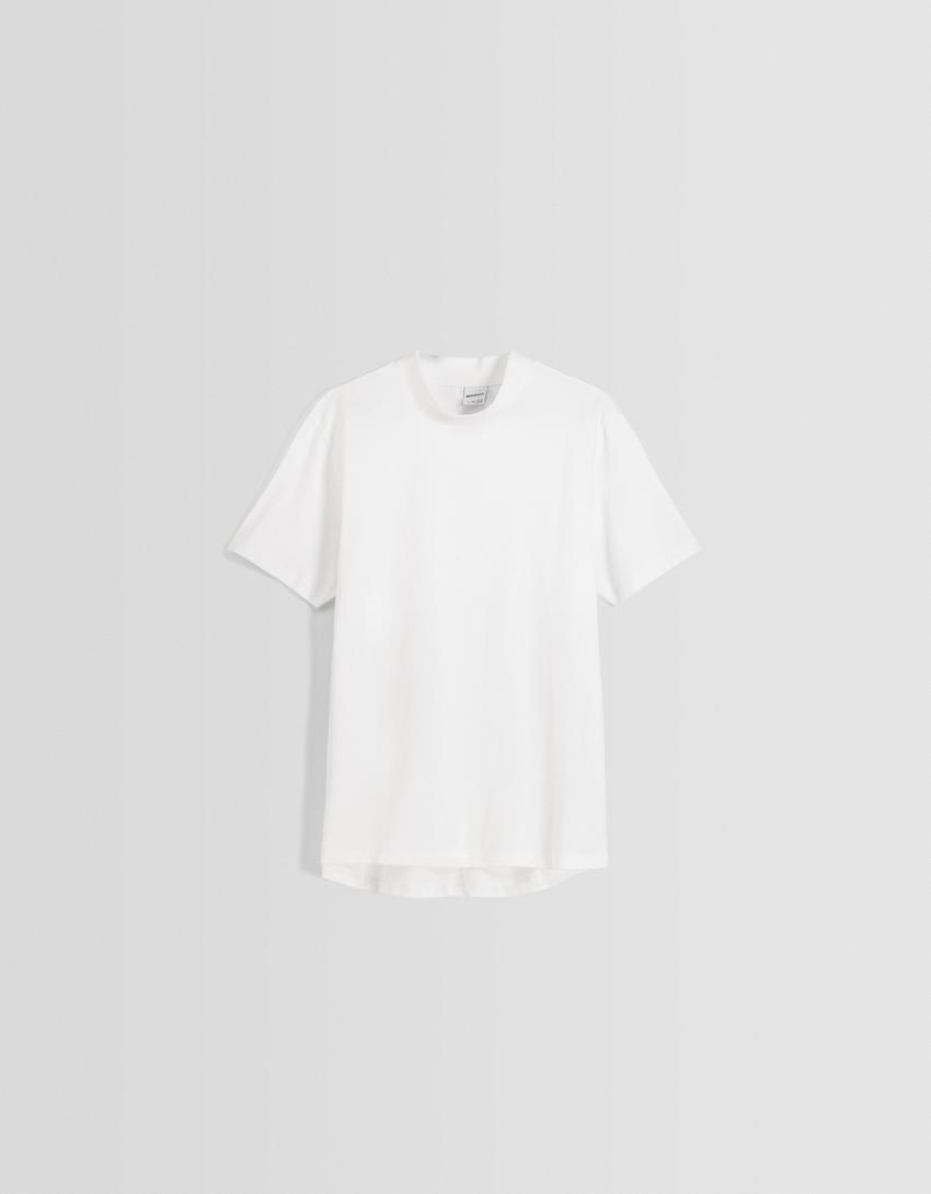 T-shirt manches courtes col montant-Blanc-4