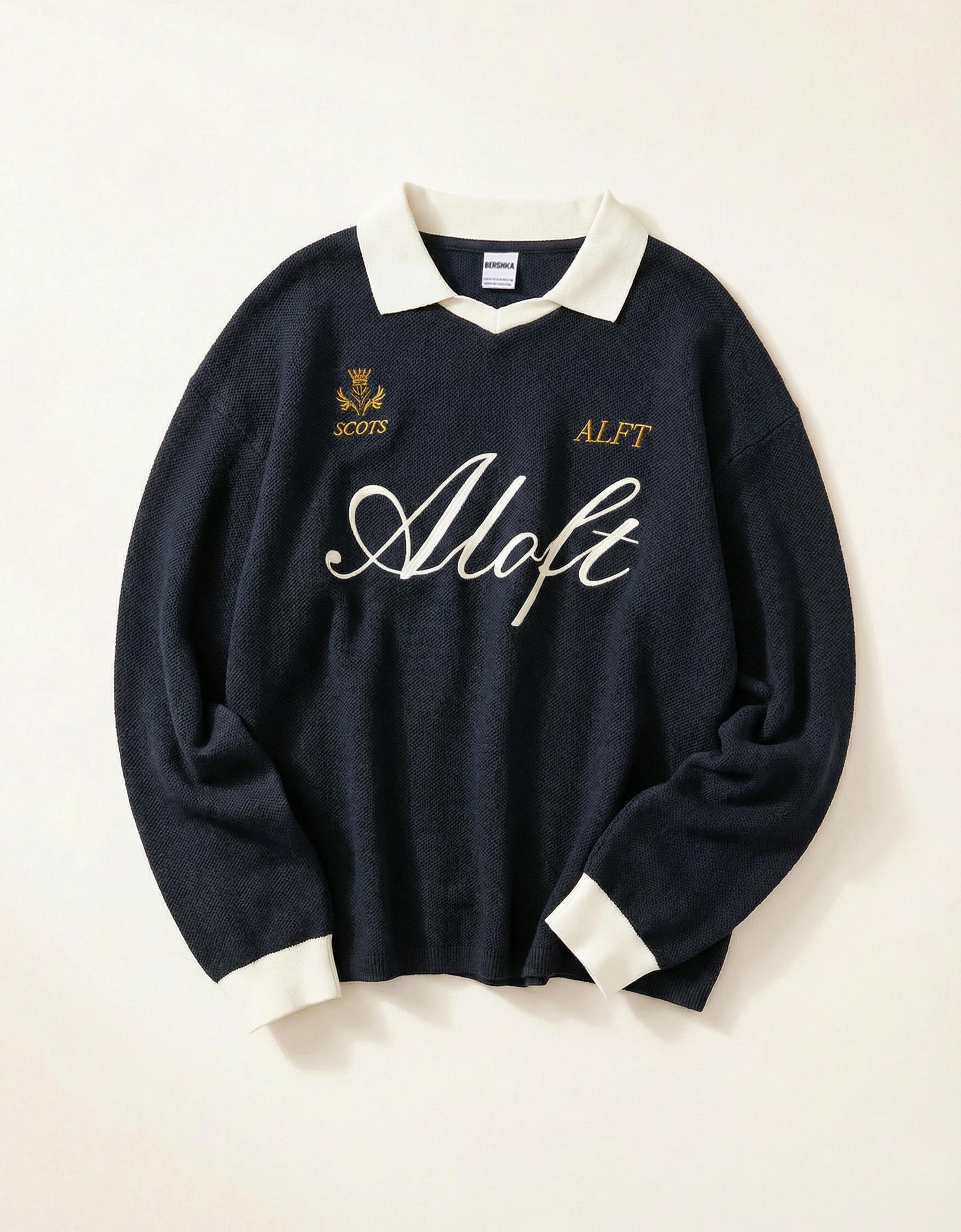 Baskılı boxy fit uzun kollu polo yaka tişört - Görsel 17