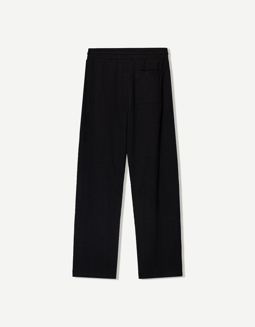 Textured trousers-Black