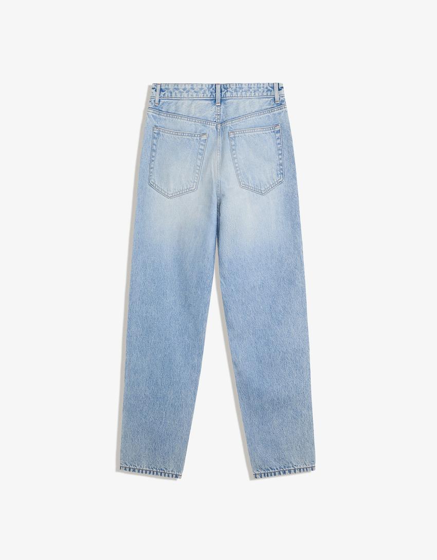 Jeans loose fit afunilado-Azul lavado-4