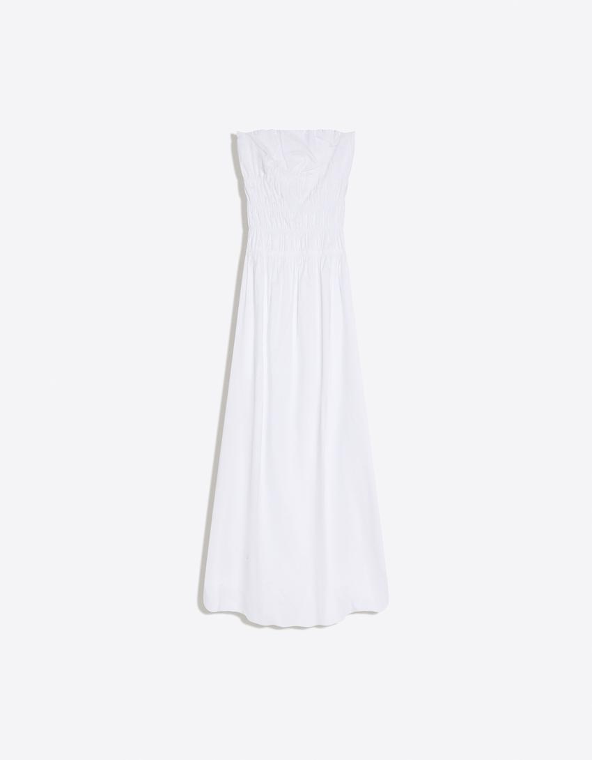 Robe maxi popeline-Blanc