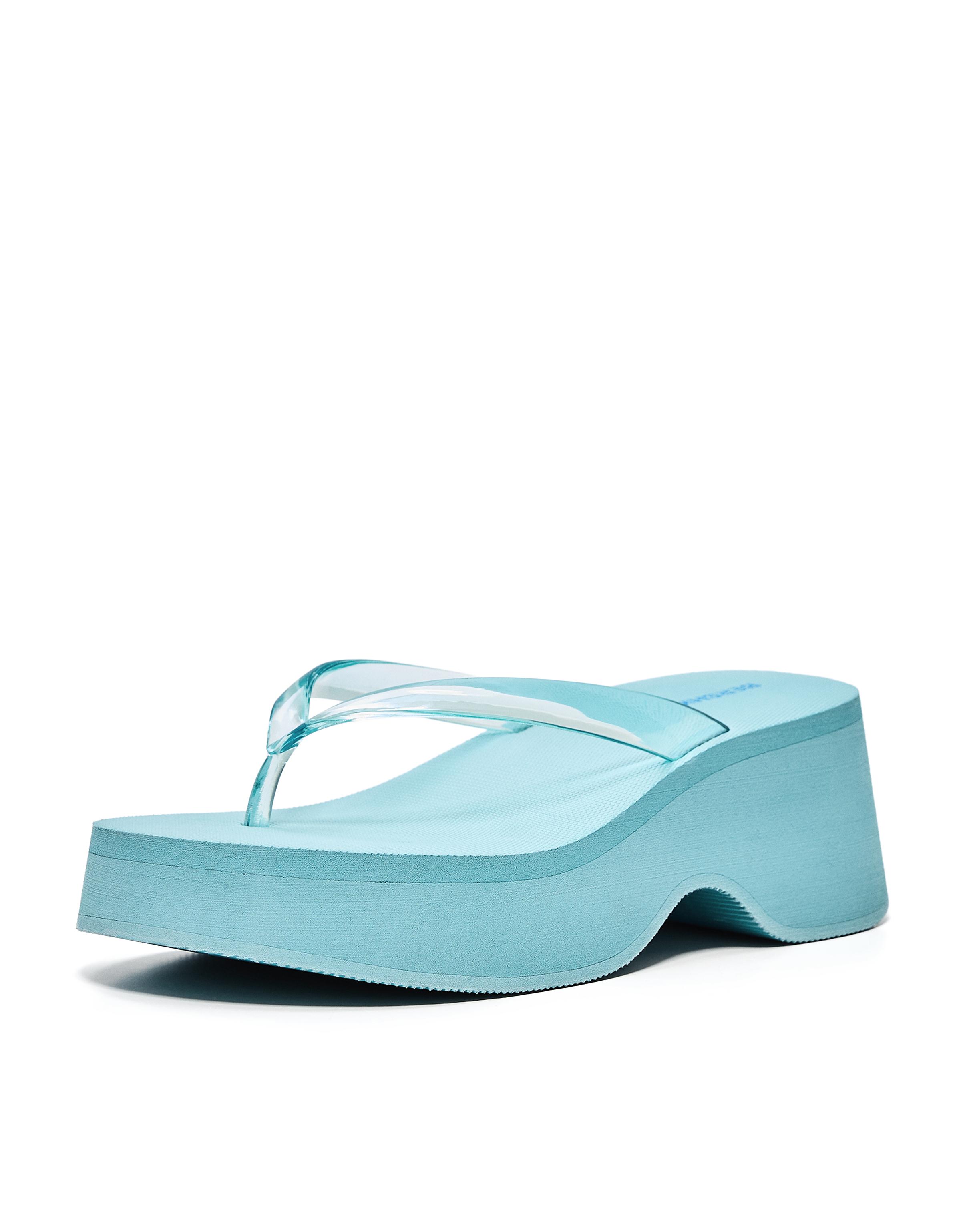 Vinyl thong platform sandals — BLUE (alternate view)