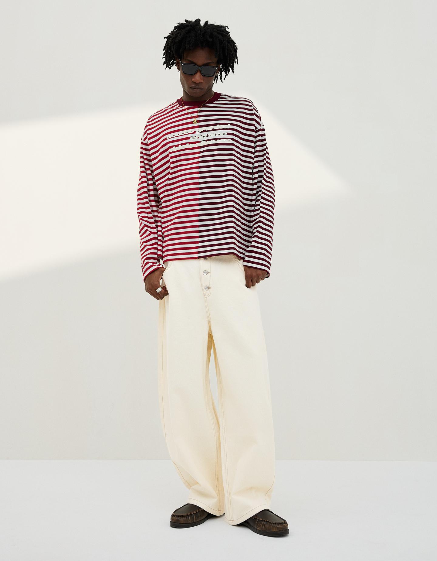 Bershka jeansy o kroju barrel kremowy