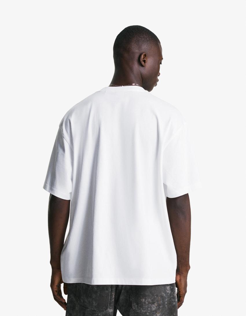 T-shirt manches courtes imprimé-Blanc-1