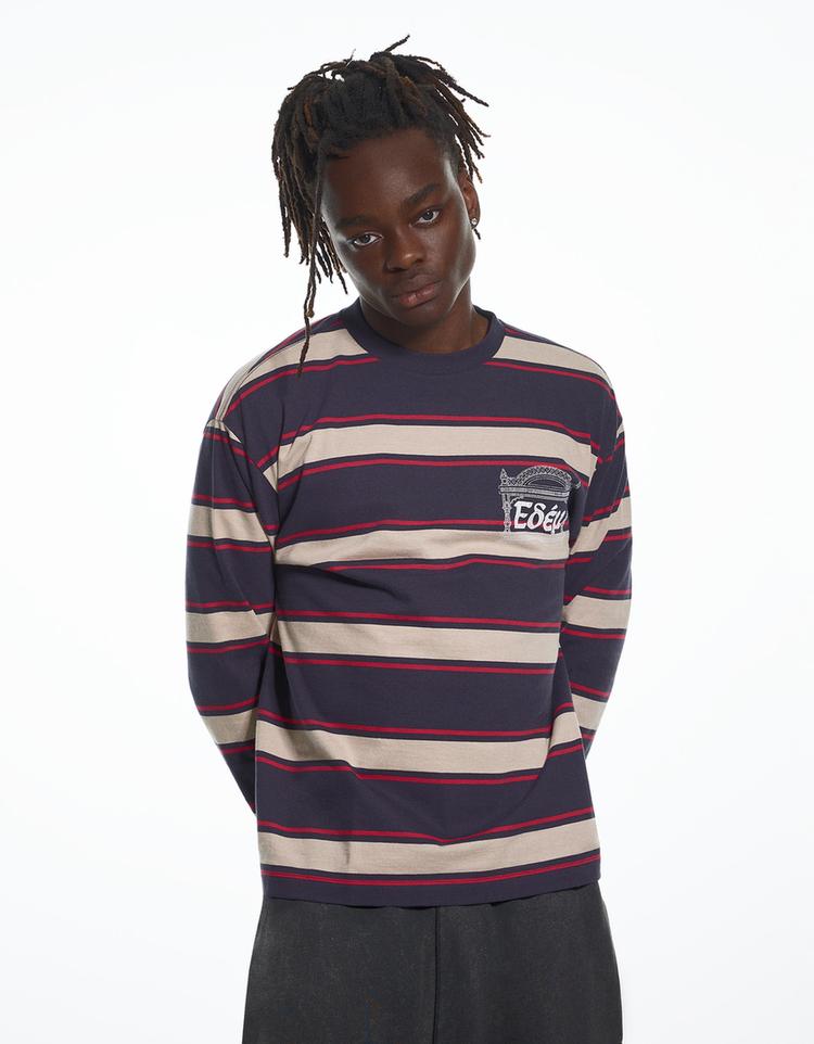 Long sleeve striped T-shirt ARIES X BERSHKA — Navy