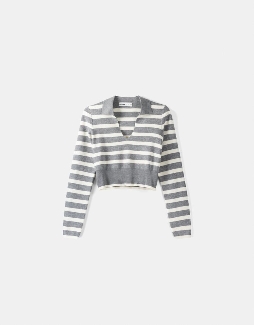 سويتر بياقة بولو-رمادي-4