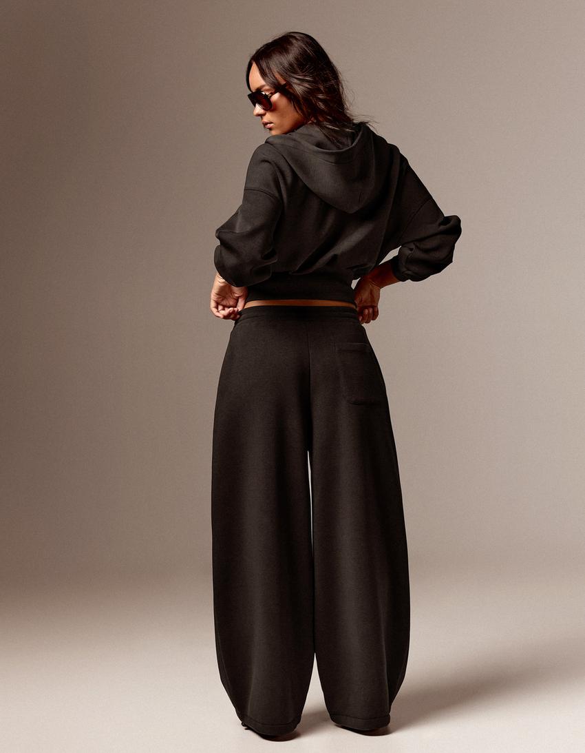Barrel leg trousers-Brown