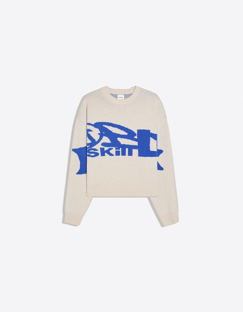 Pullover mit grafischem Jacquard-Steinfarbe