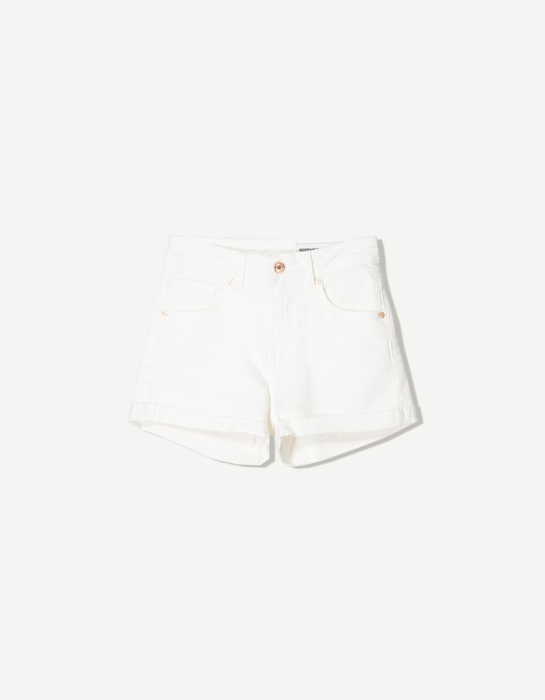 Roll-up denim shorts