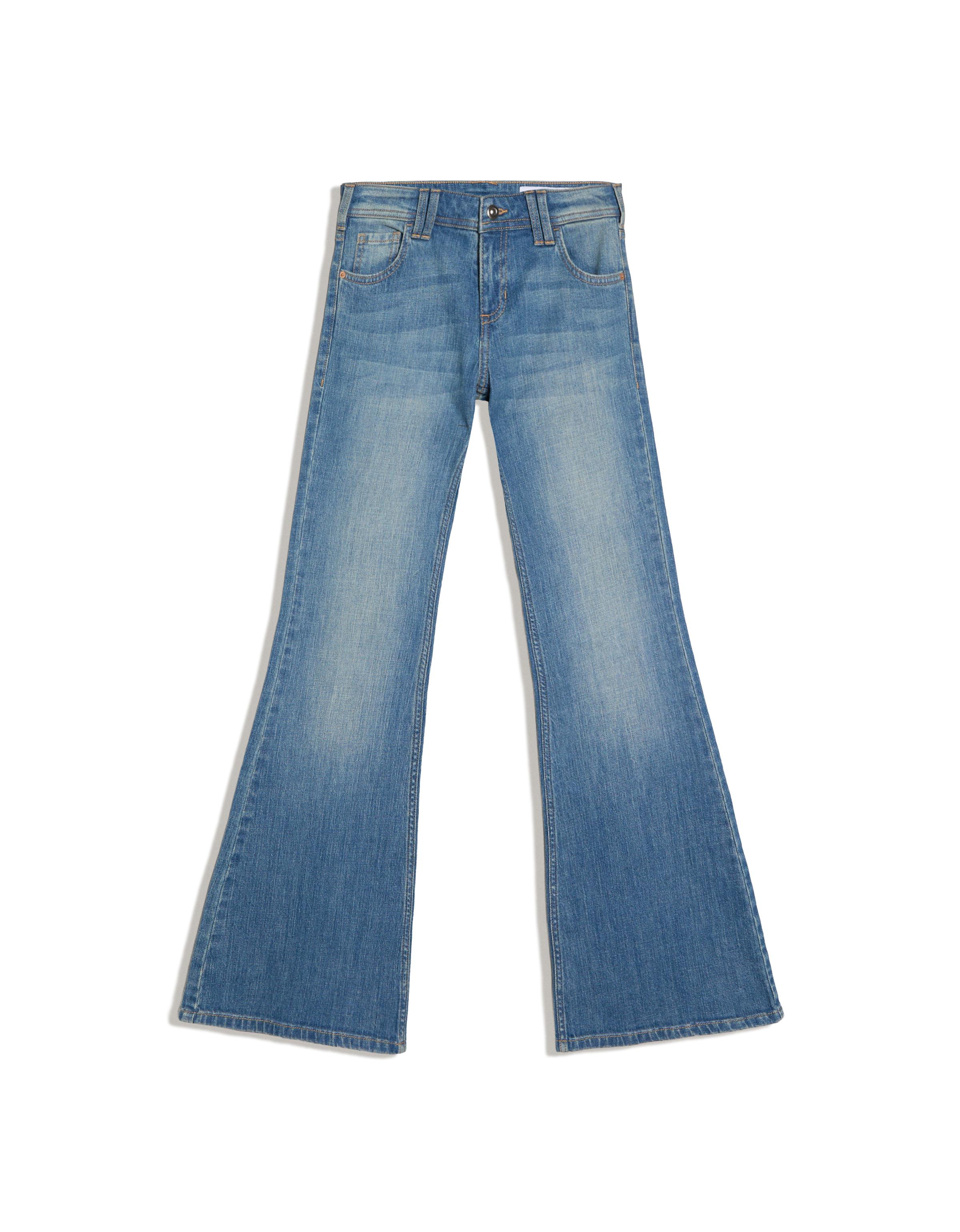 Low-rise embroidered flared jeans — Light blue