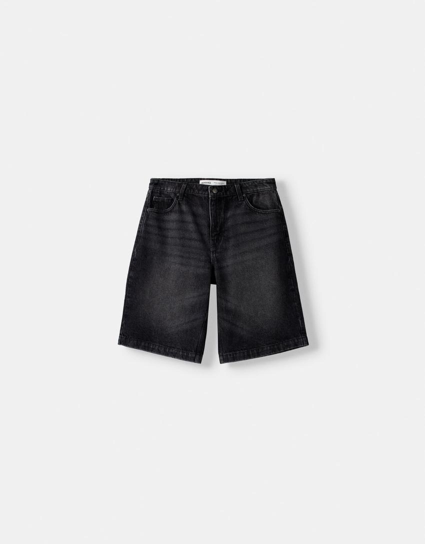Bermuda baggy denim-Noir-4