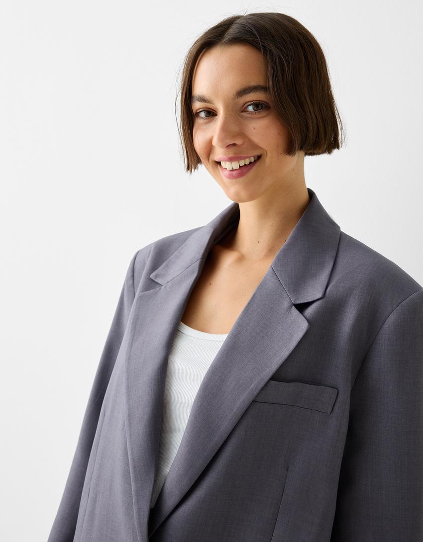 Relaxed-fit masculine blazer-Dark grey-2