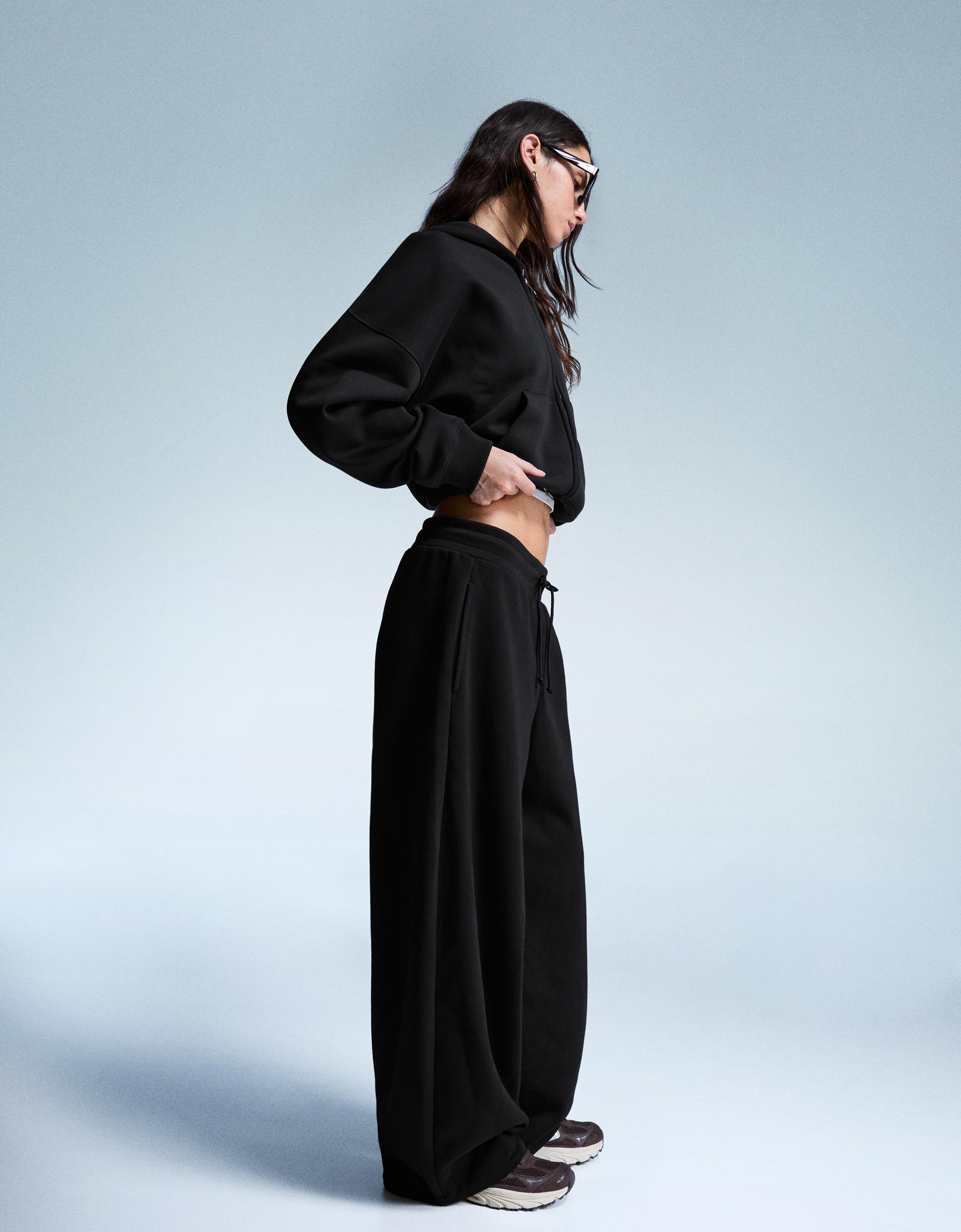Plush barrel trousers with stoppers - Wide leg - Women | Bershka