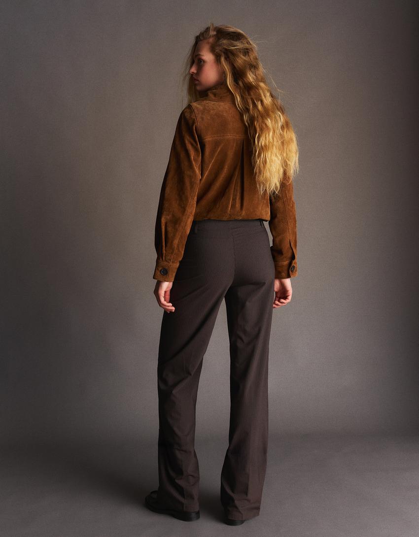 Hlače širokih nogavica-Smeđa