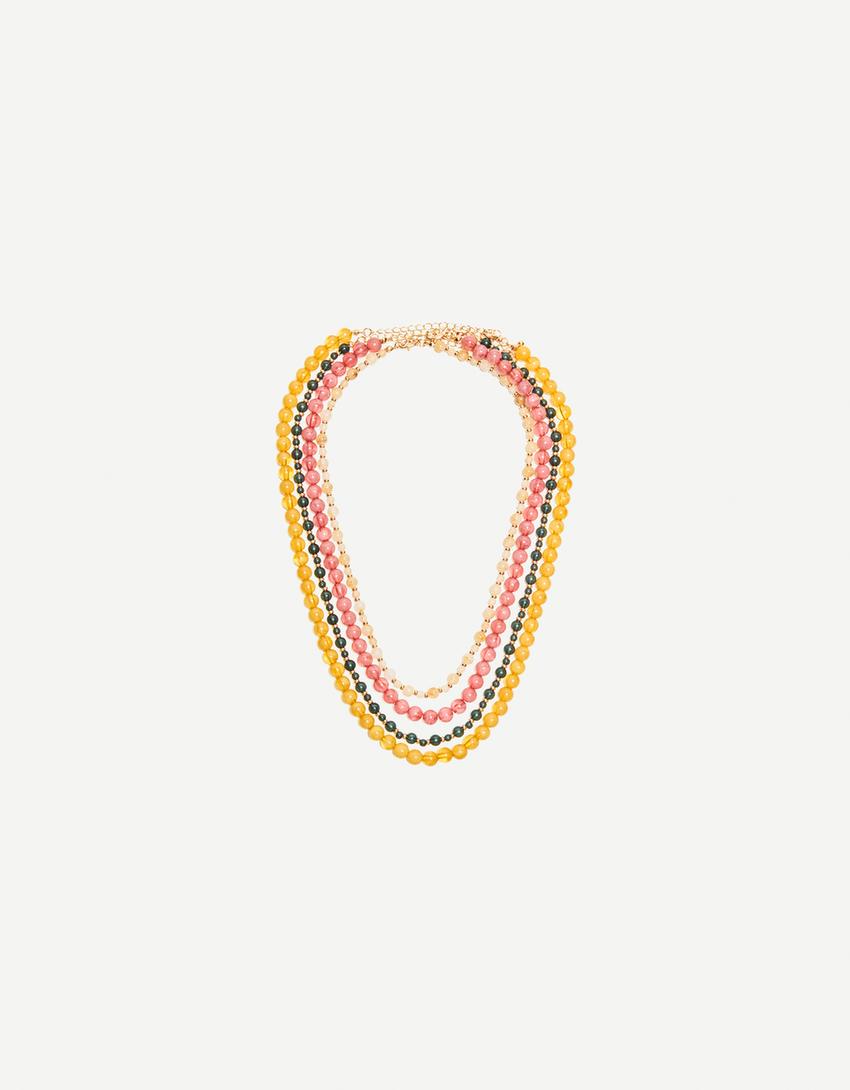 4-pack of necklaces with beads-Gold