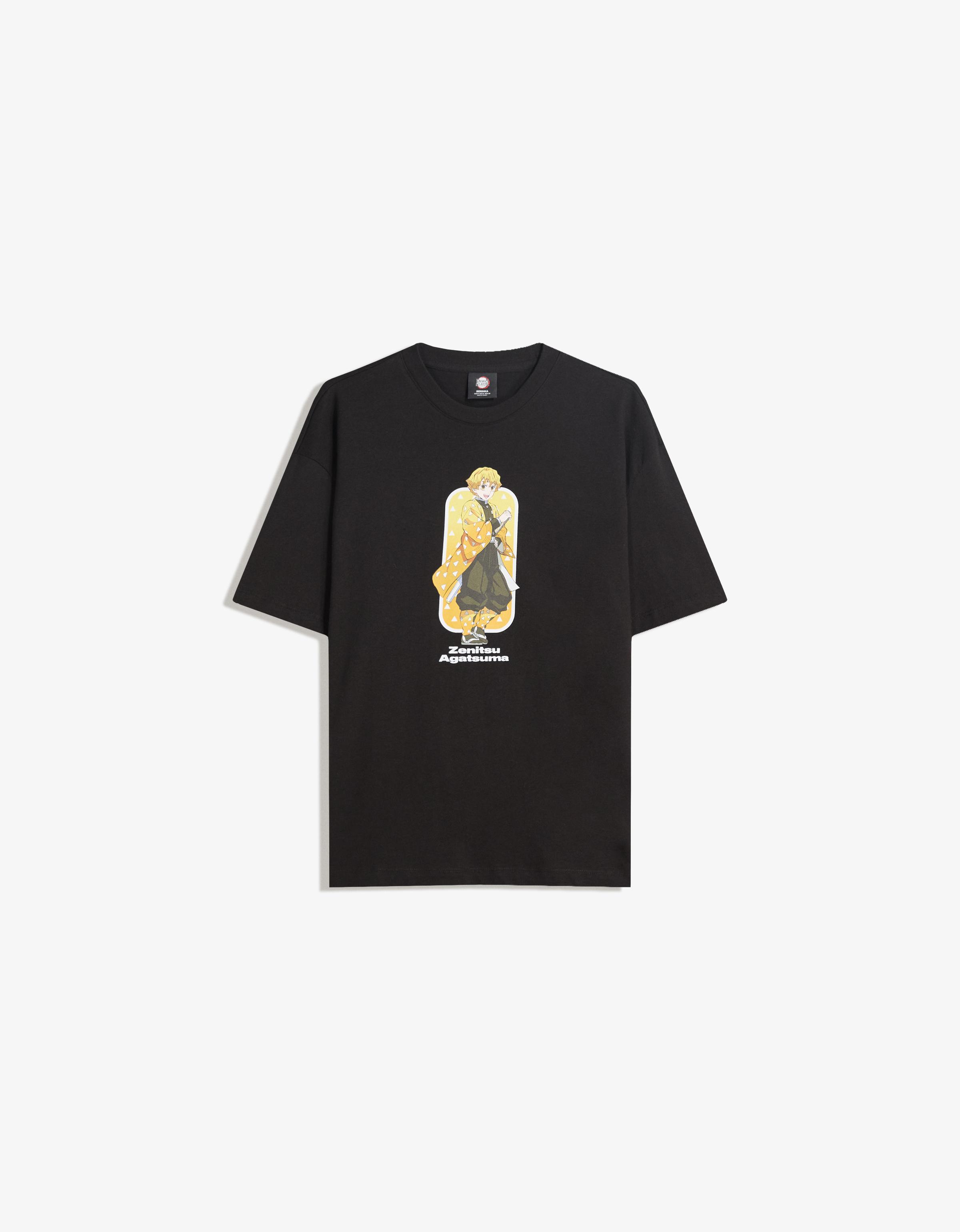 Bershka Kurzärmeliges Demon Slayer T-Shirt Herren M Schwarz