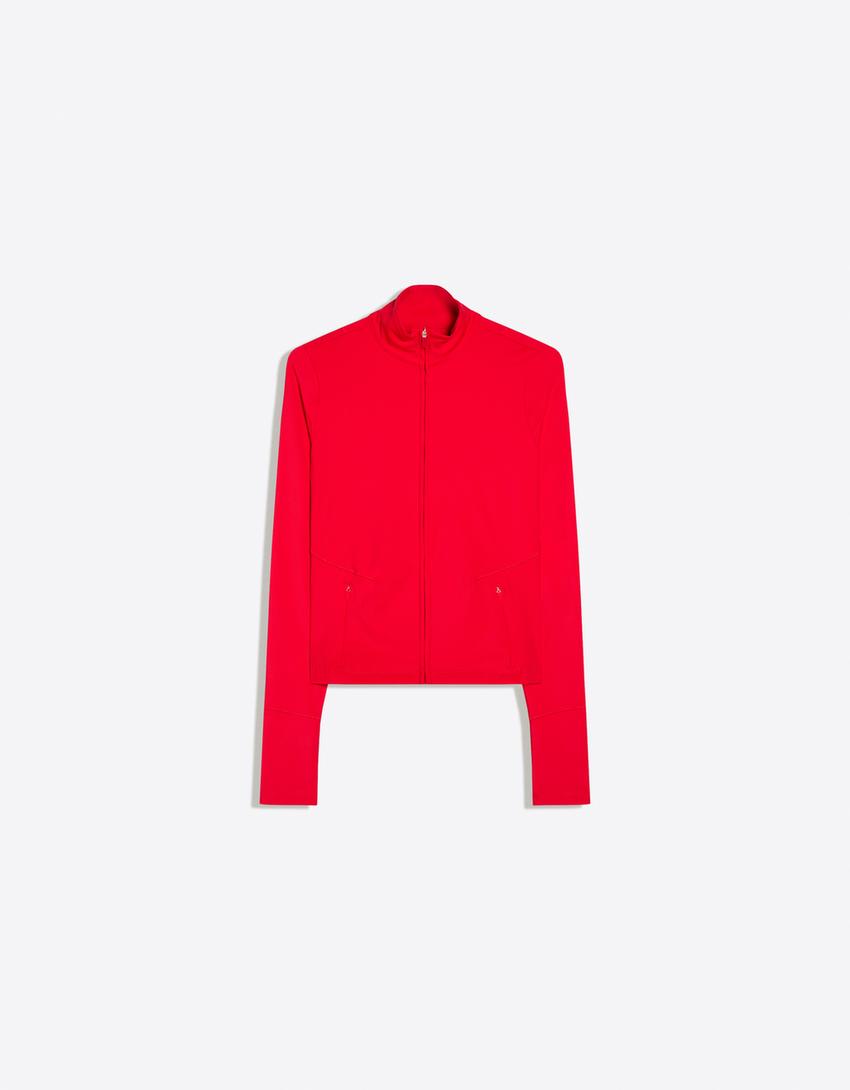 Technical fabric zip jacket Breathable & Quick Dry-Red