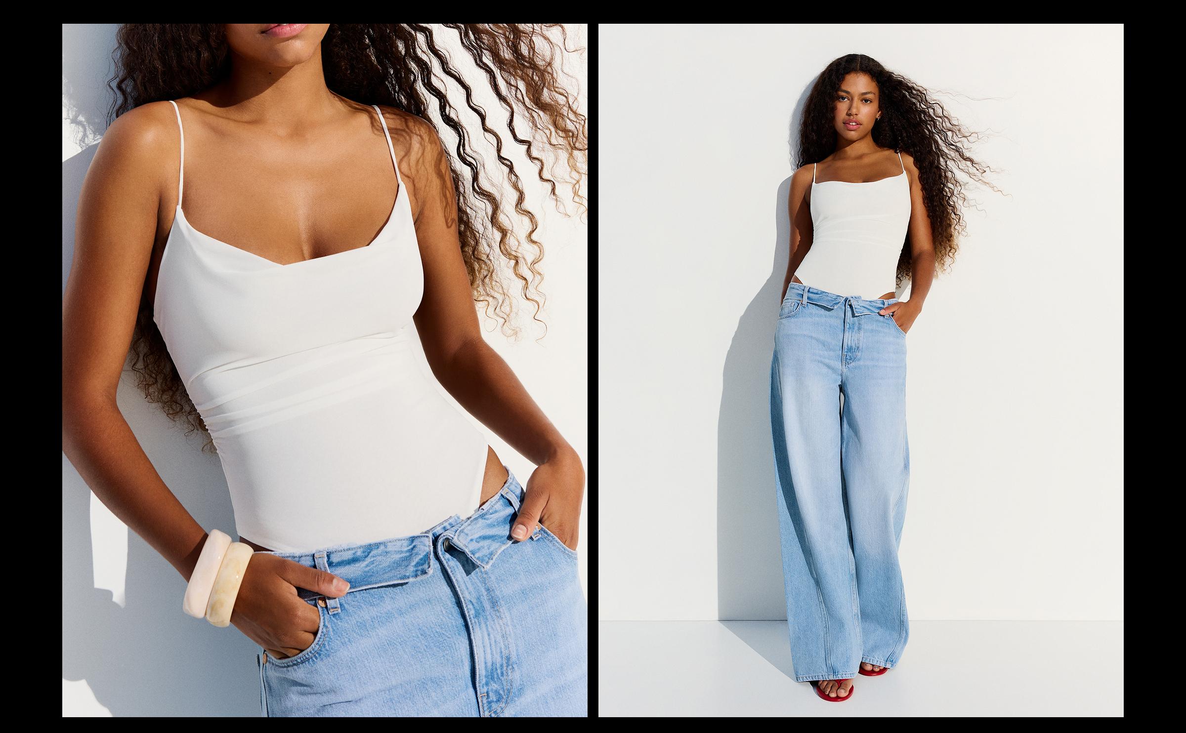 Draped strap body — Cream