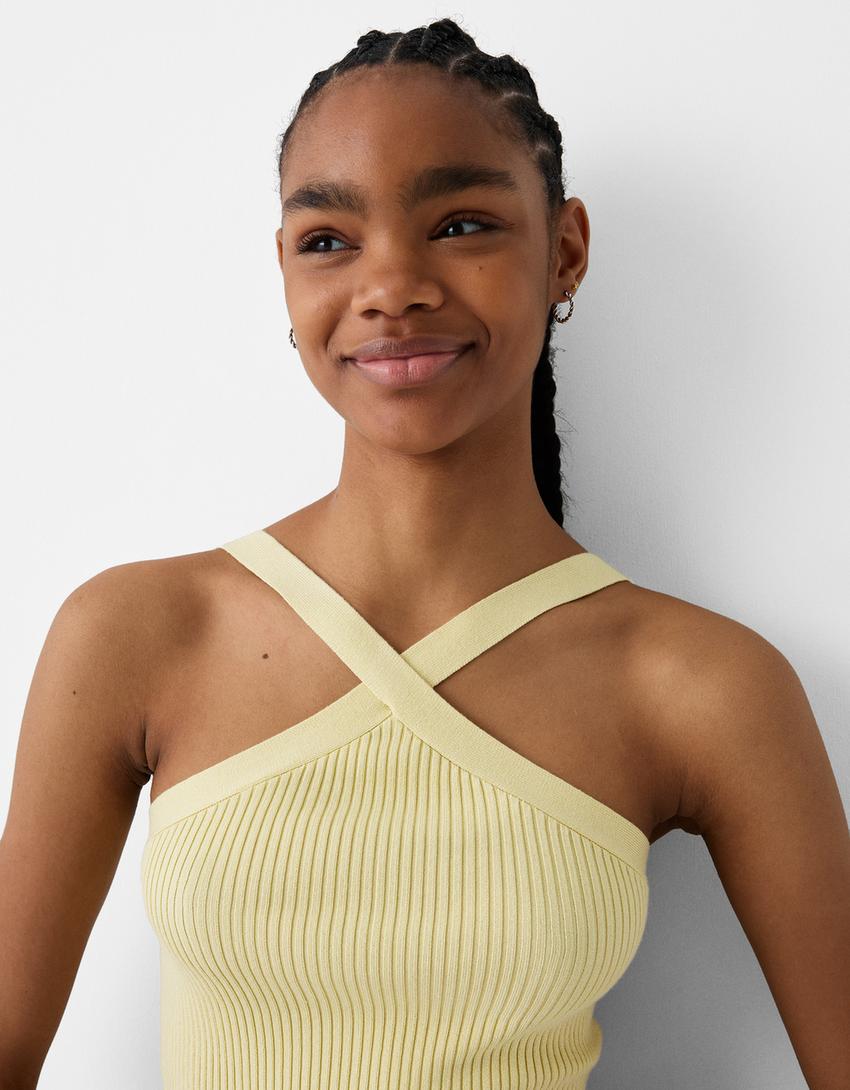 Viscose halterneck top-Green-5