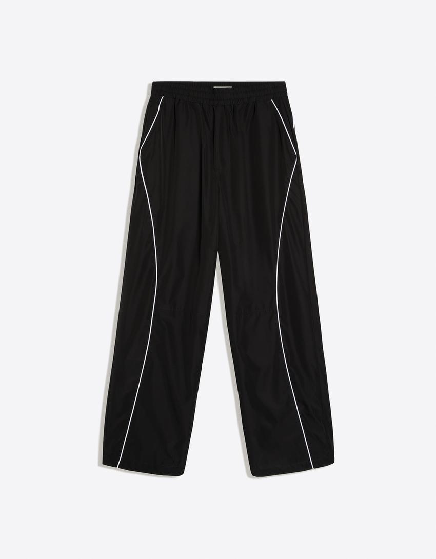 Technical baggy trousers-Black