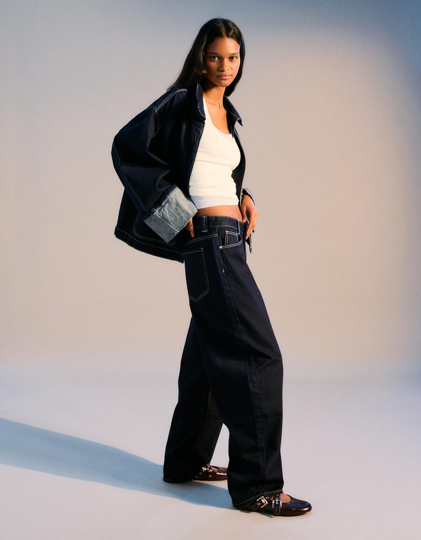 Jacket and jeans set-Dark blue-1