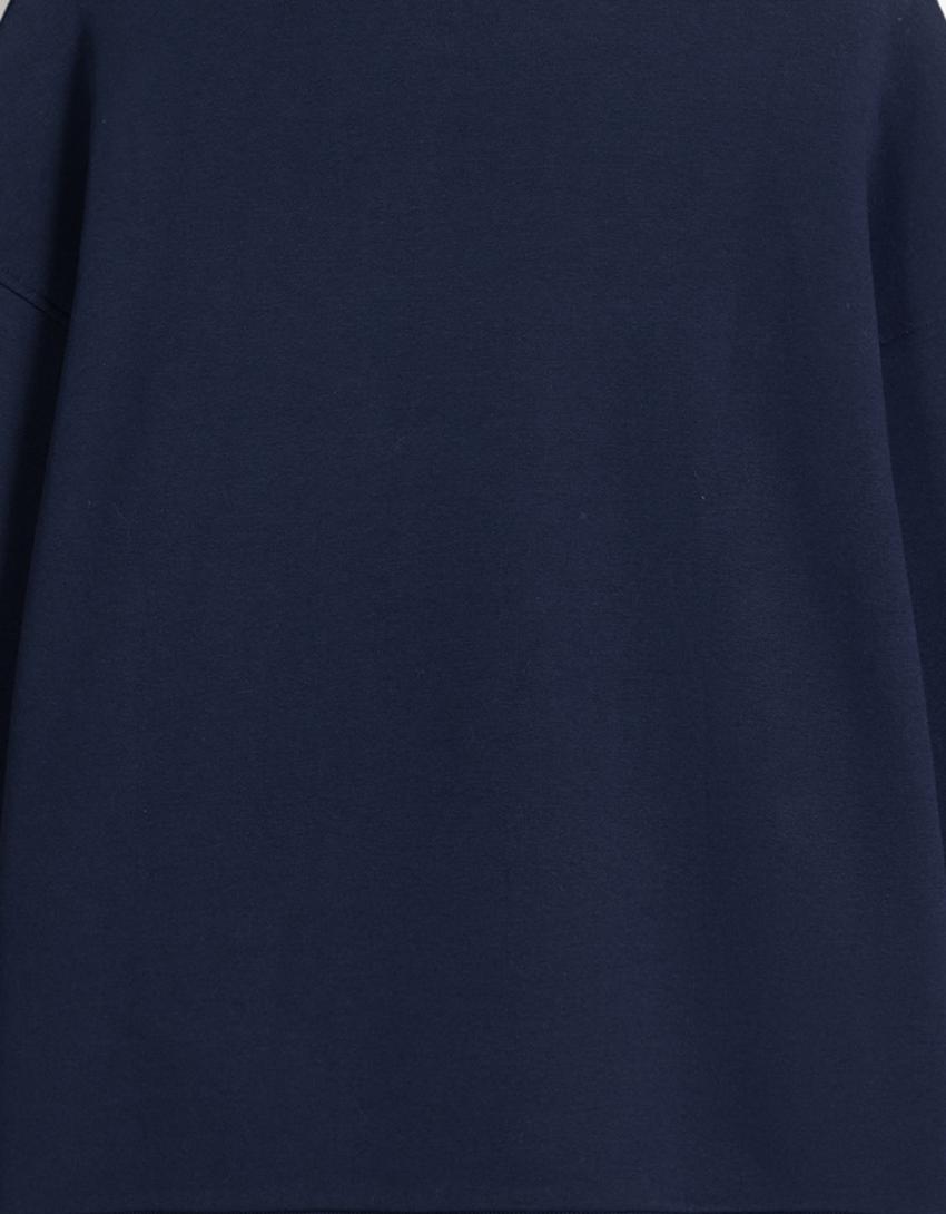 Cepli oversize sweatshirt-Denizci mavisi