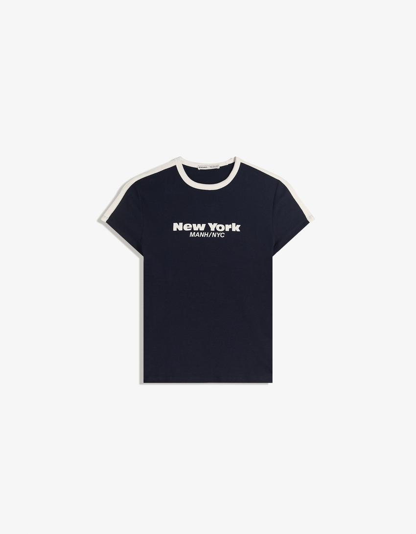 Camiseta manga corta print-Marino