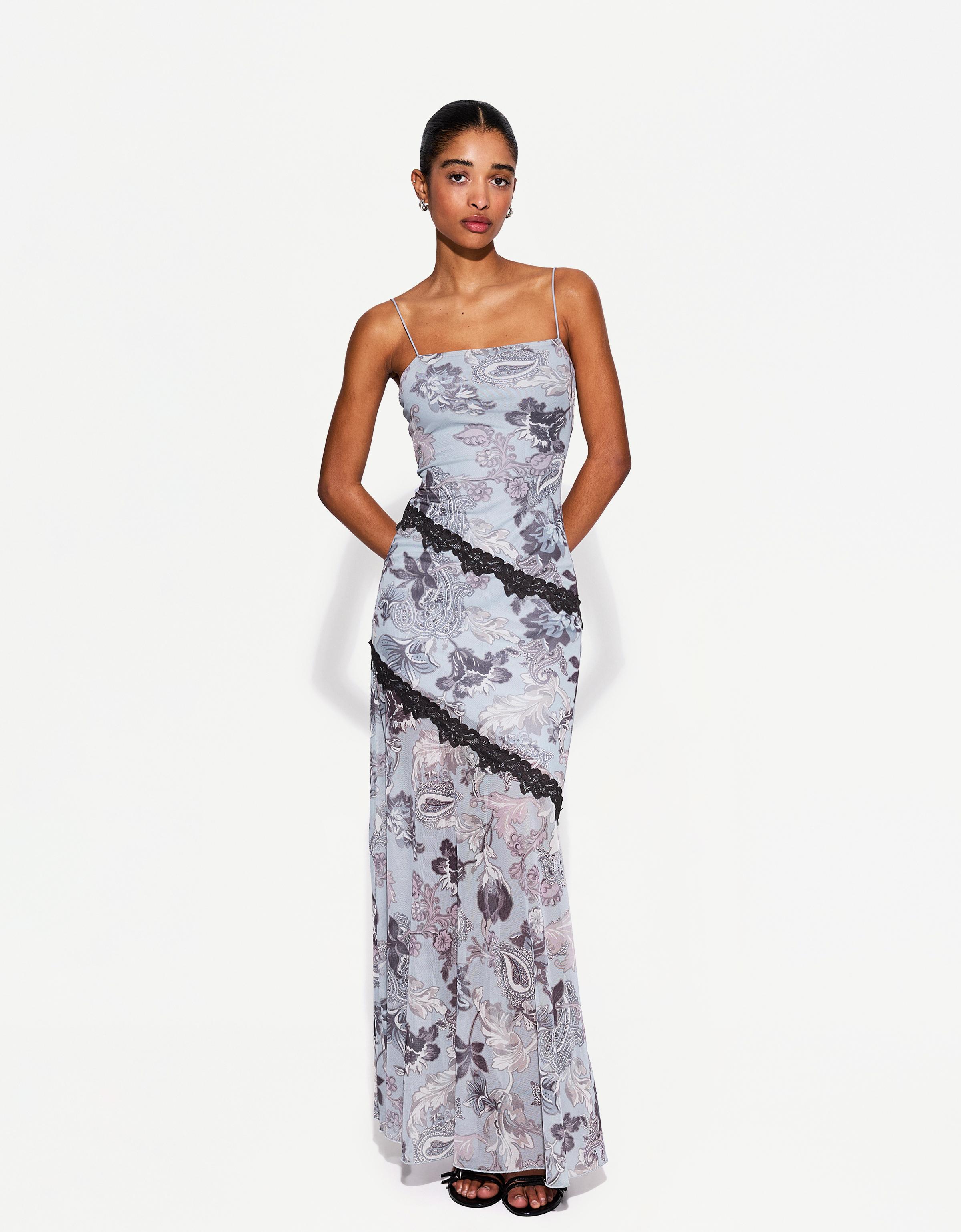 Vestito Elegante Cerimonia Abito Bambina Tulle Blu Girl Party Dress DGZF048E