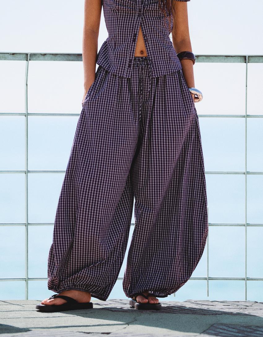 Pantalon bloomer popeline-Grenat