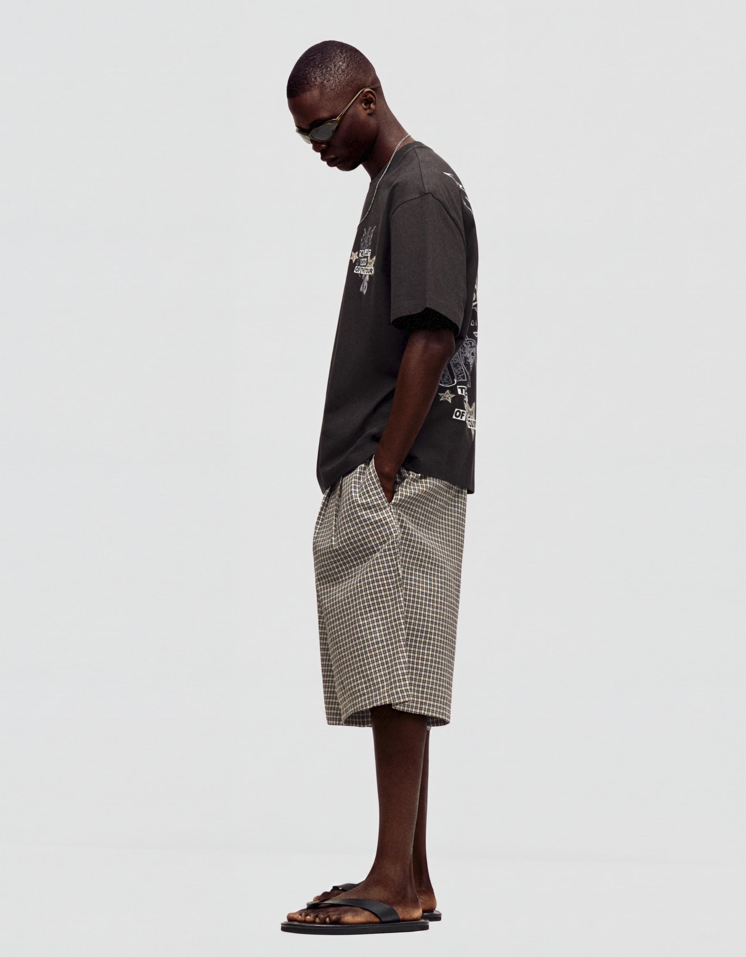 Checked baggy Bermuda shorts — Black