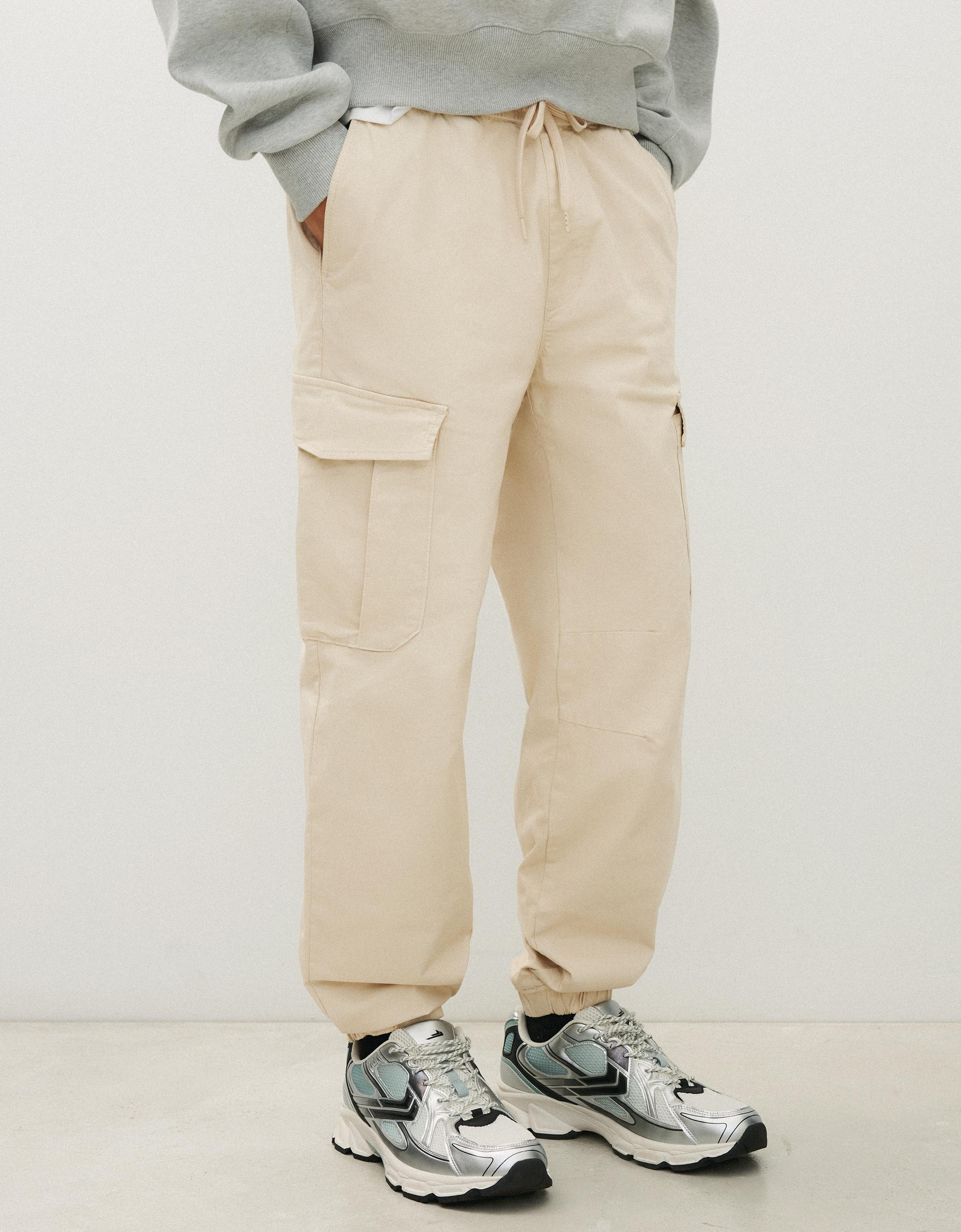 Slim fit cargo joggers — Sand