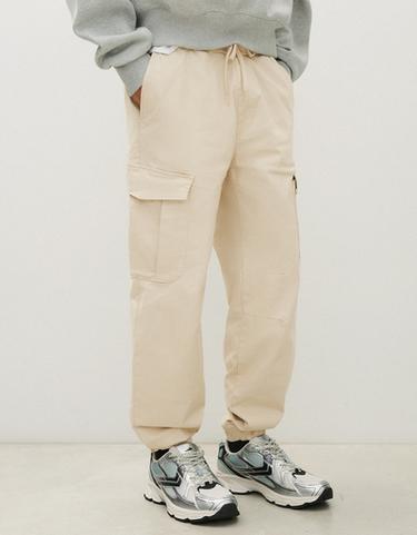 Slim fit cargo joggers — Sand 3