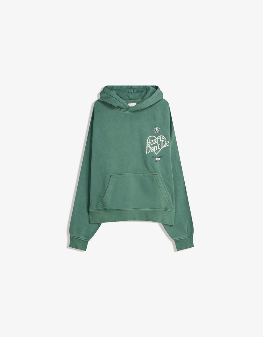 Sweatshirt met print en verwassen effect-Groen-4