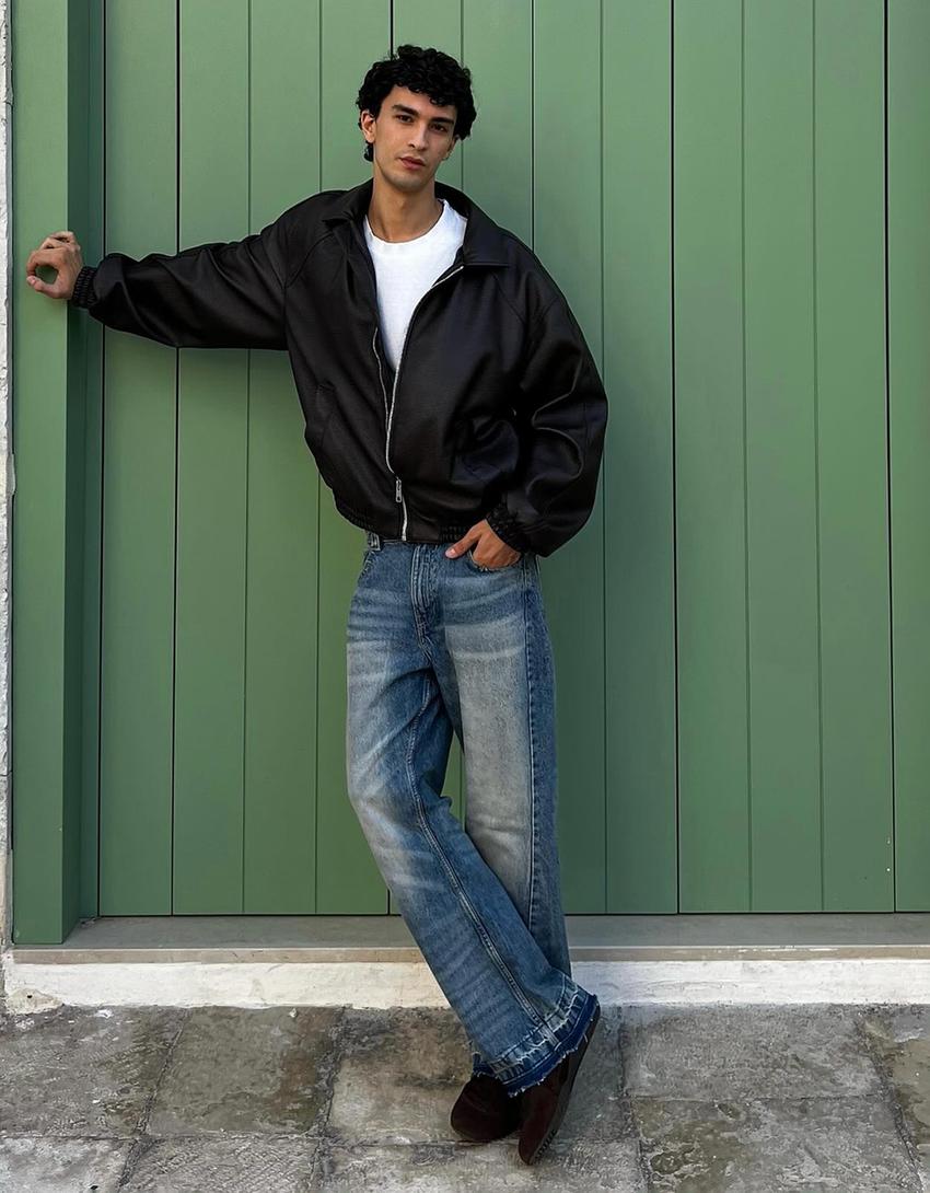 Baggy-Jeans Schlaghose-Ausgewaschenes Blau
