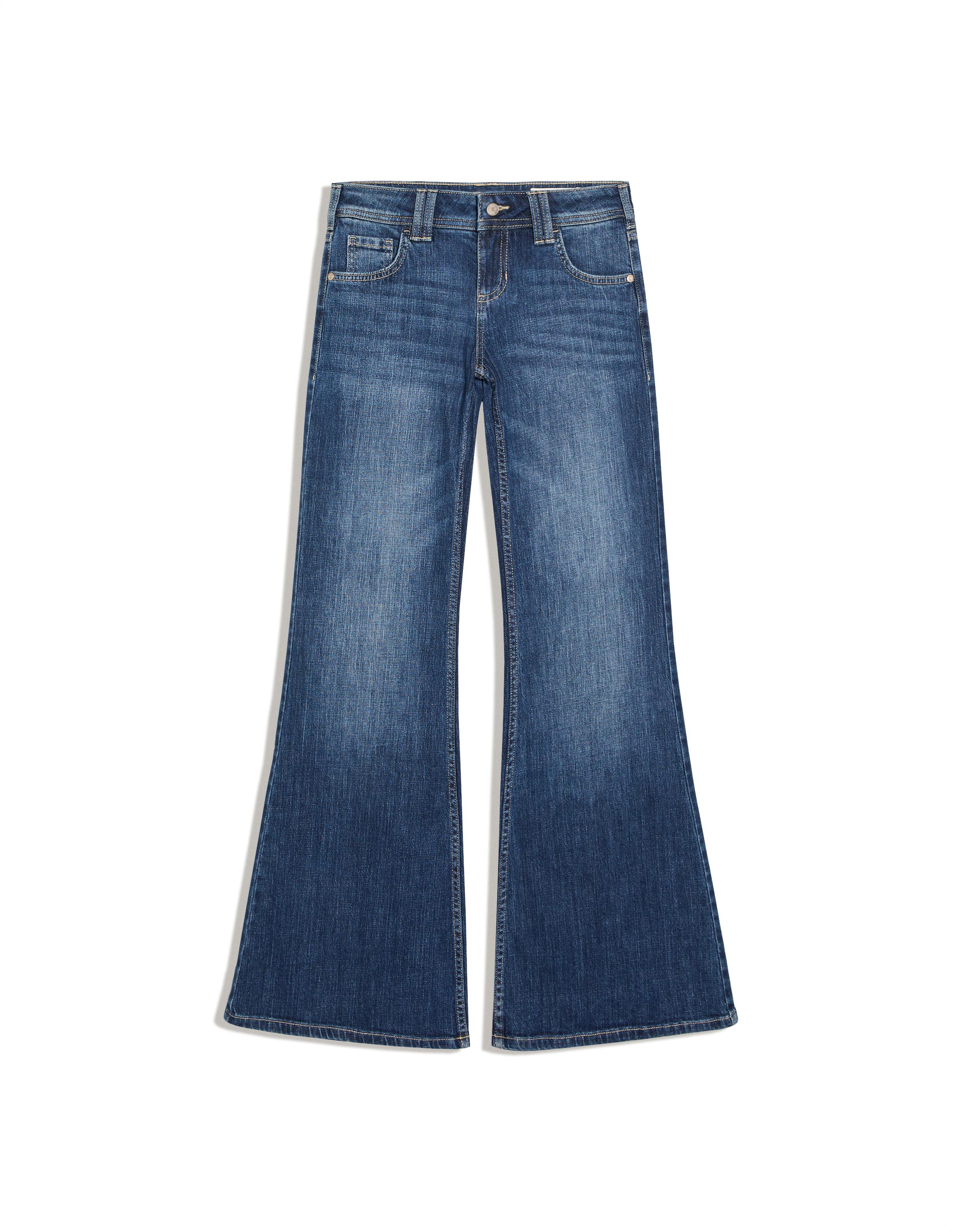 Embroidered low-rise flared jeans — Blue